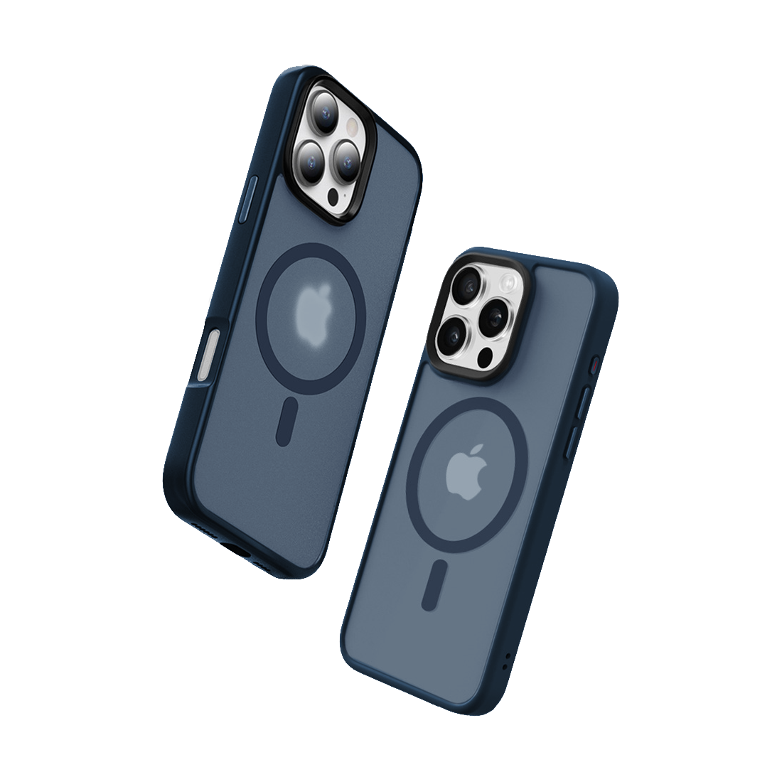 iPhone 16 Pro hoesje Transparant Mat Donker Blauw MagSafe - iDenn