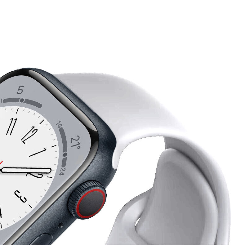 Apple Watch bandje Siliconen Sport - Wit - Voor Apple iWatch alle Ultra 10/9/8/7/6/5/4/3/ alle SE - 42/44/45/46/49 mm - Maat M/L - iDenn