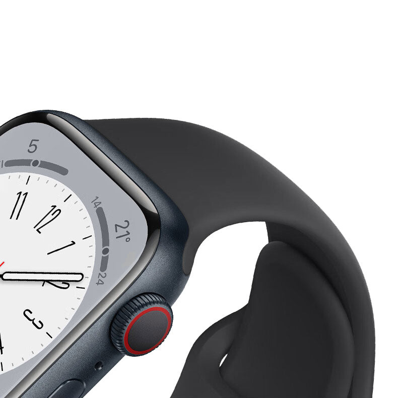 Apple Watch bandje Siliconen Sport - Zwart - Voor Apple iWatch alle Ultra 10/9/8/7/6/5/4/3/ alle SE - 42/44/45/46/49 mm - Maat M/L - iDenn