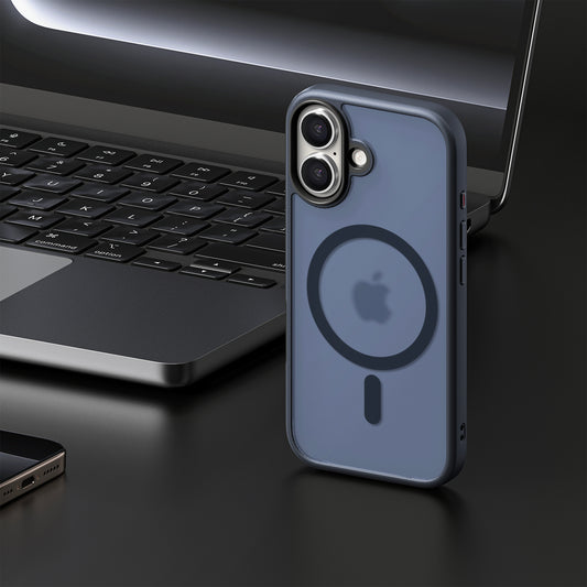 iPhone 17 hoesje Transparant Mat Donker Blauw MagSafe - iDenn