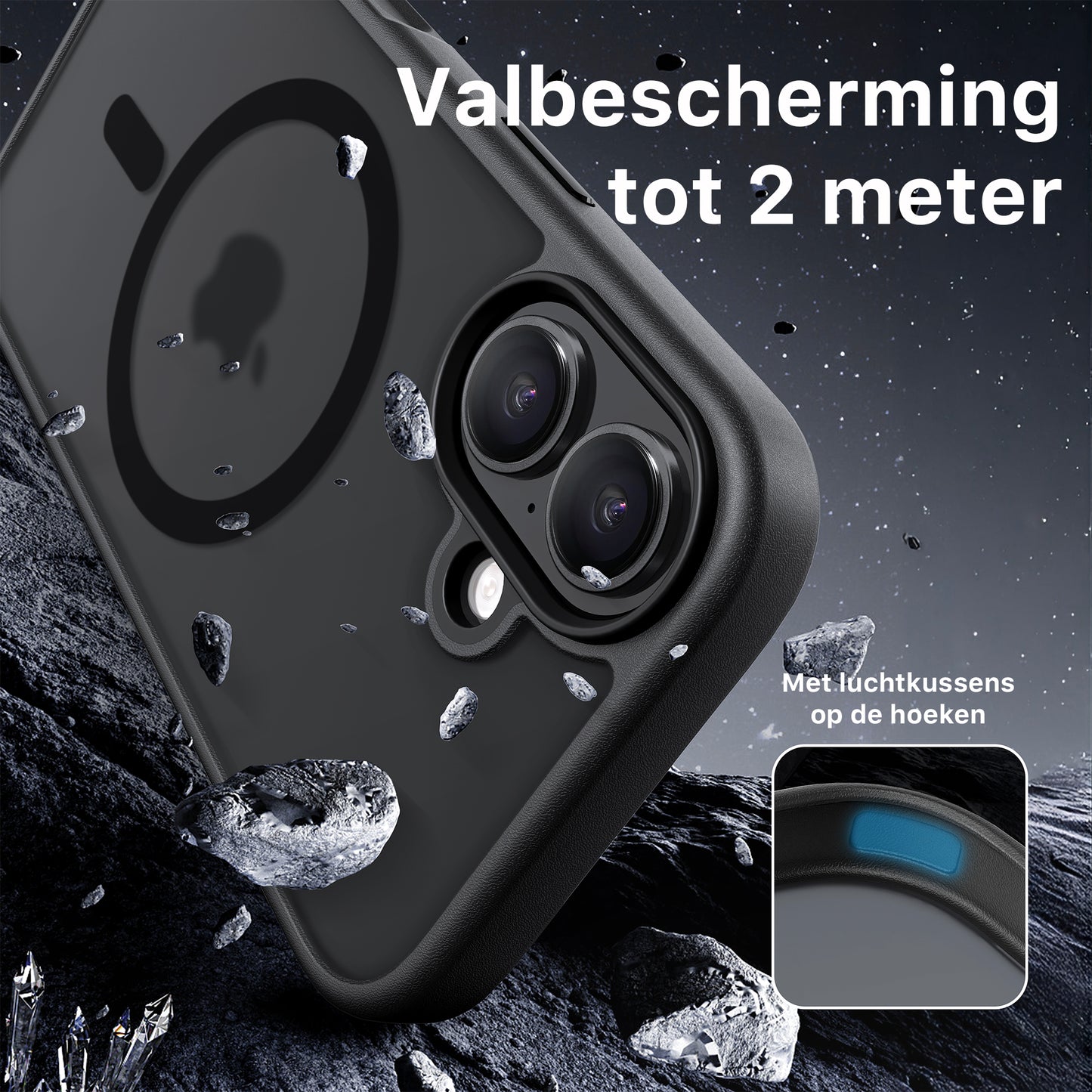 iPhone 17 hoesje Transparant Mat Zwart MagSafe - iDenn