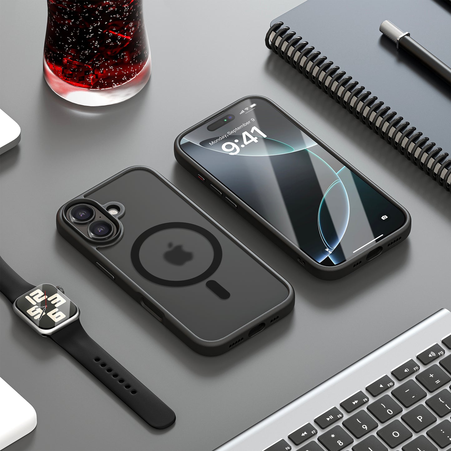 iPhone 17 hoesje Transparant Mat Zwart MagSafe - iDenn