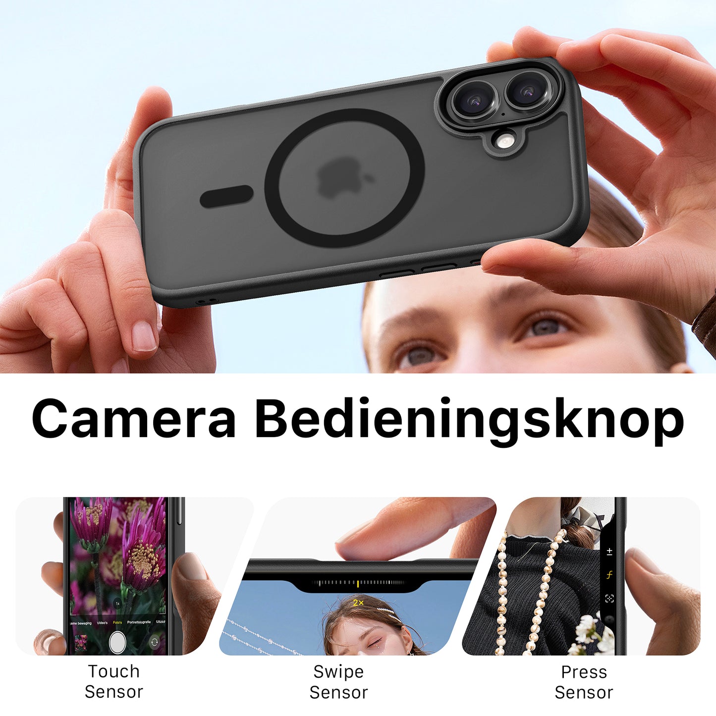 iPhone 17 hoesje Transparant Mat Zwart MagSafe - iDenn