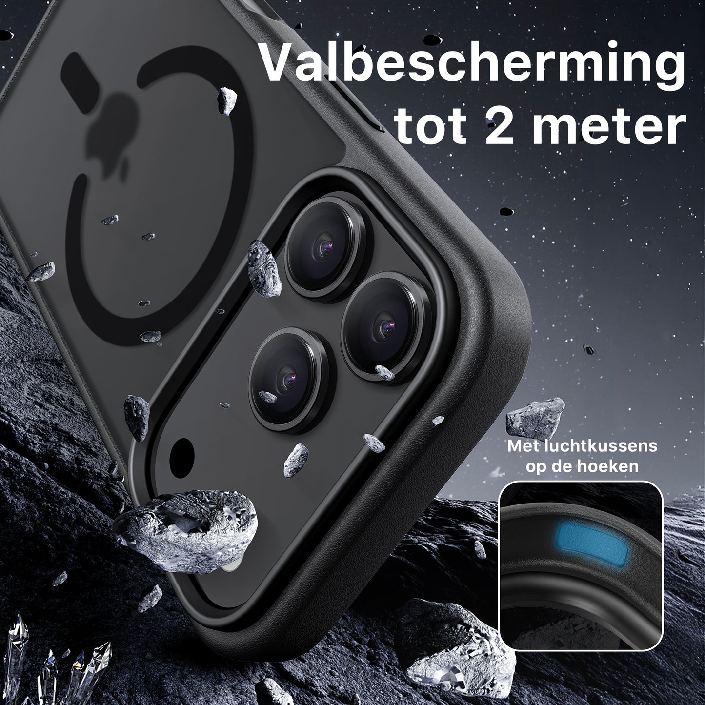 iPhone 17 Pro hoesje Transparant Mat Zwart MagSafe - iDenn