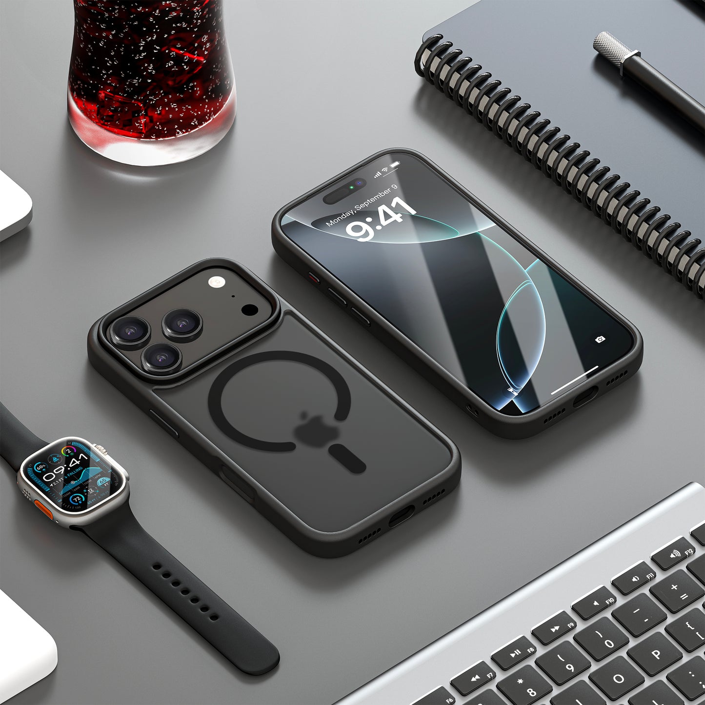 iPhone 17 Pro hoesje Transparant Mat Zwart MagSafe - iDenn