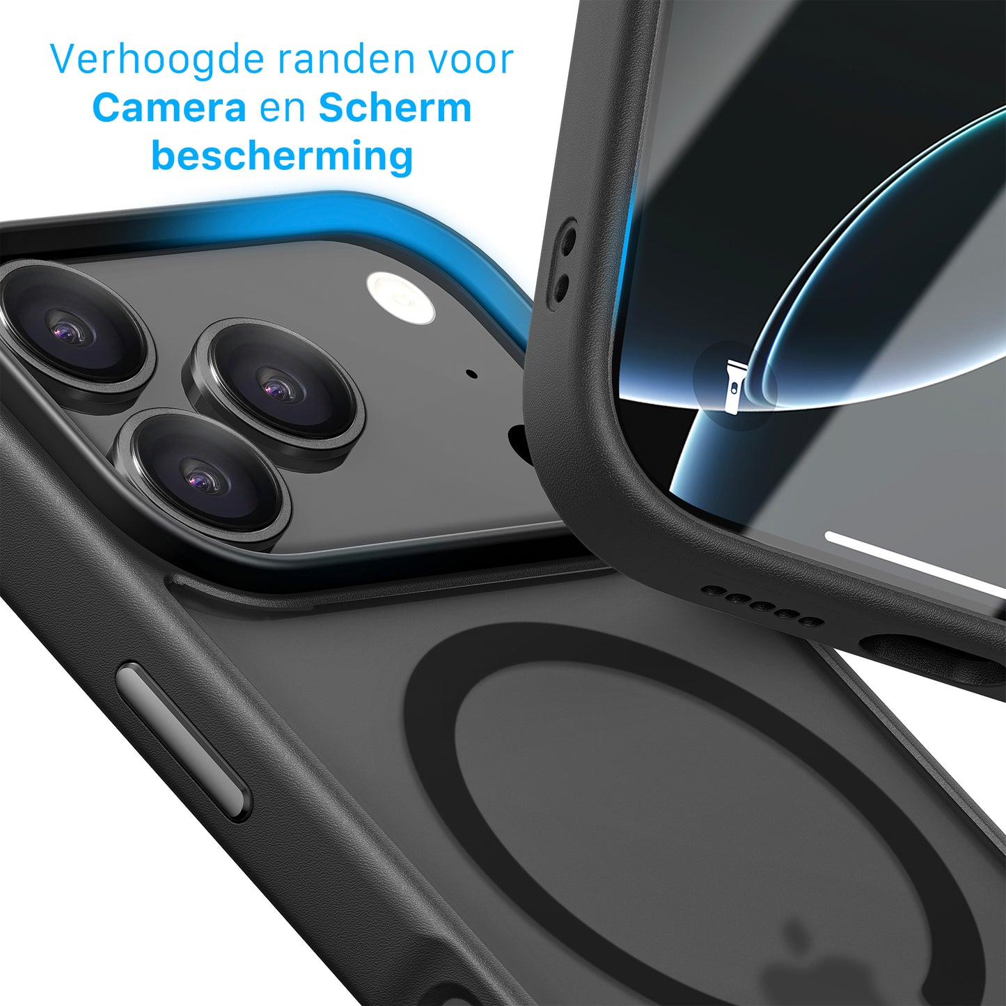 iPhone 17 Pro hoesje Transparant Mat Zwart MagSafe - iDenn