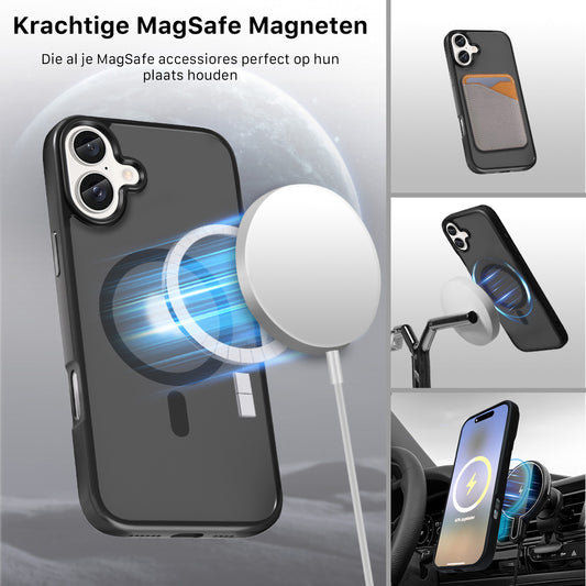 iPhone 16 hoesje Transparant Mat Zwart MagSafe - iDenn