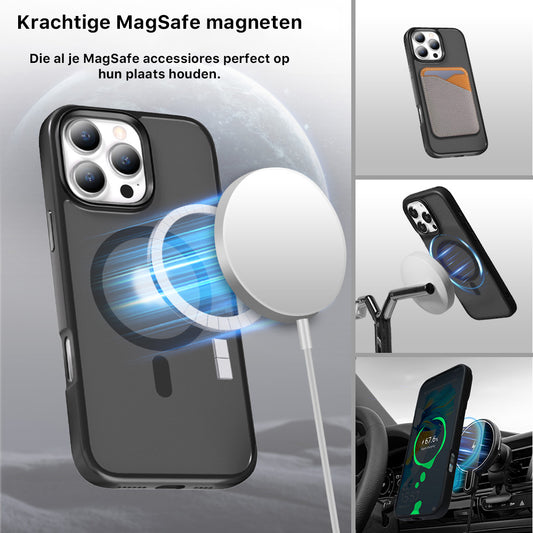 iPhone 16 Pro Max hoesje Transparant Mat Zwart MagSafe - iDenn