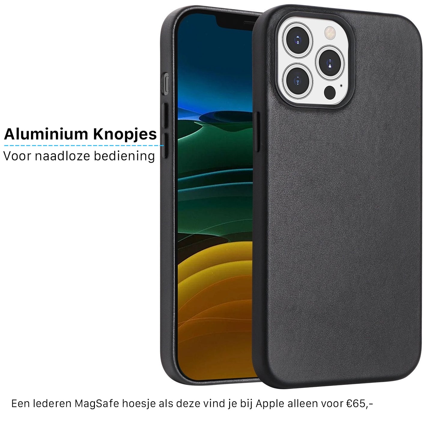 iPhone Leren Lederen Hoesje Zwart