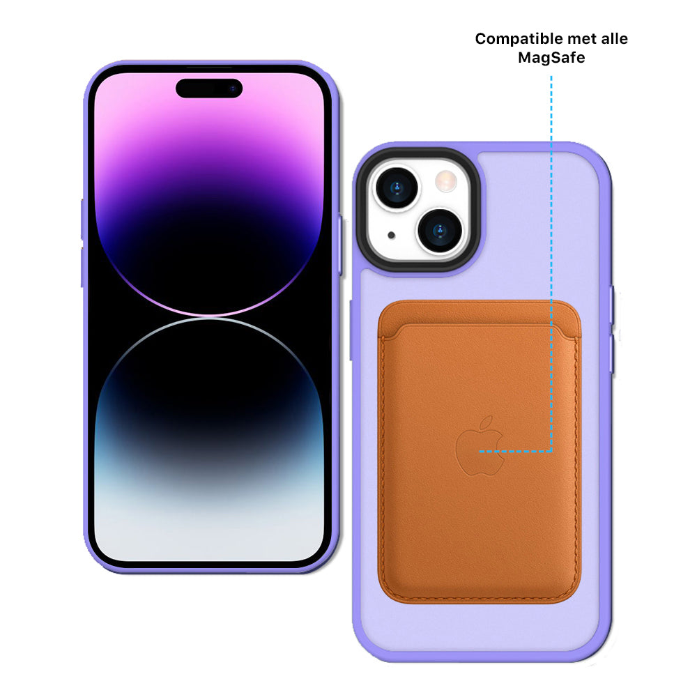 iPhone 14 6,1 inch Transparant Mat Paars MagSafe