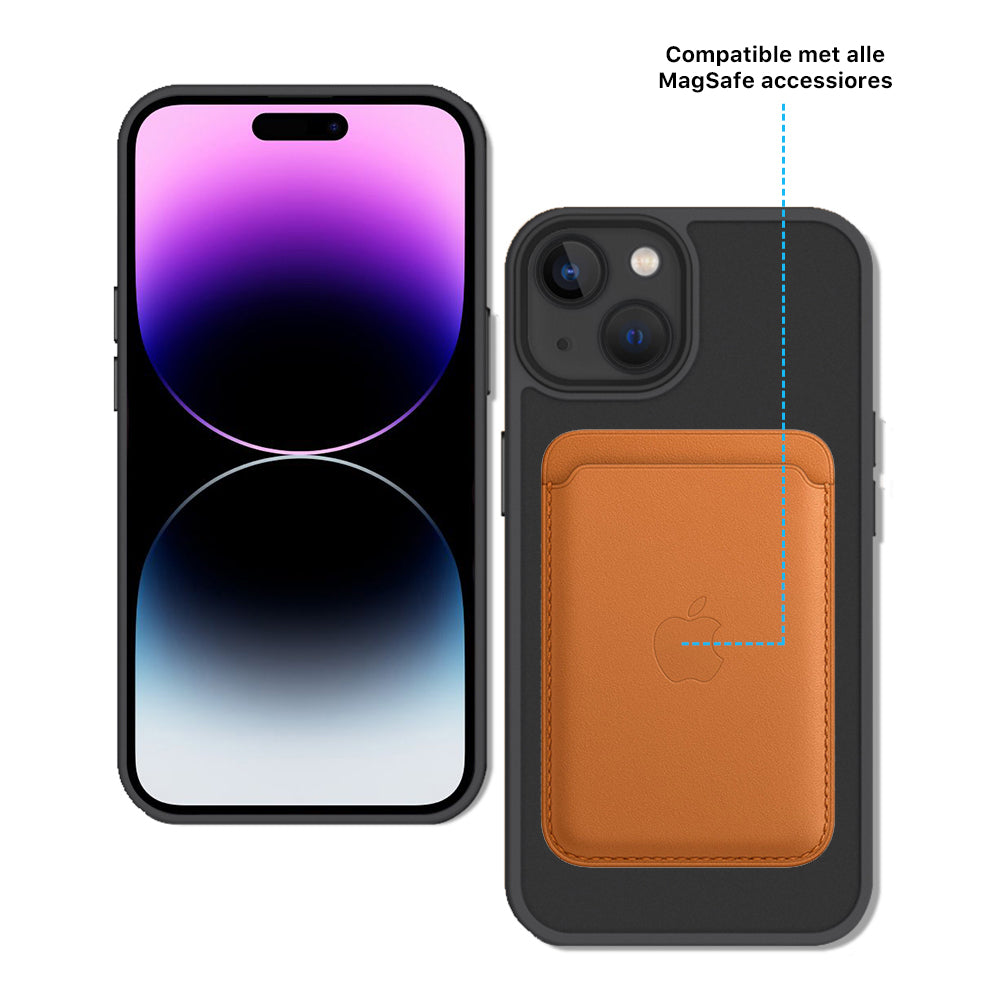 iDenn® hoesje voor iPhone 14 Plus 6,7 inch Transparant Mat Zwart MagSafe