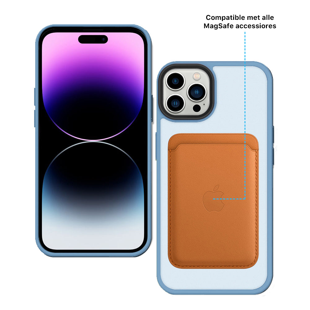iPhone 14 Pro 6,1 inch Transparant Mat Licht Blauw MagSafe