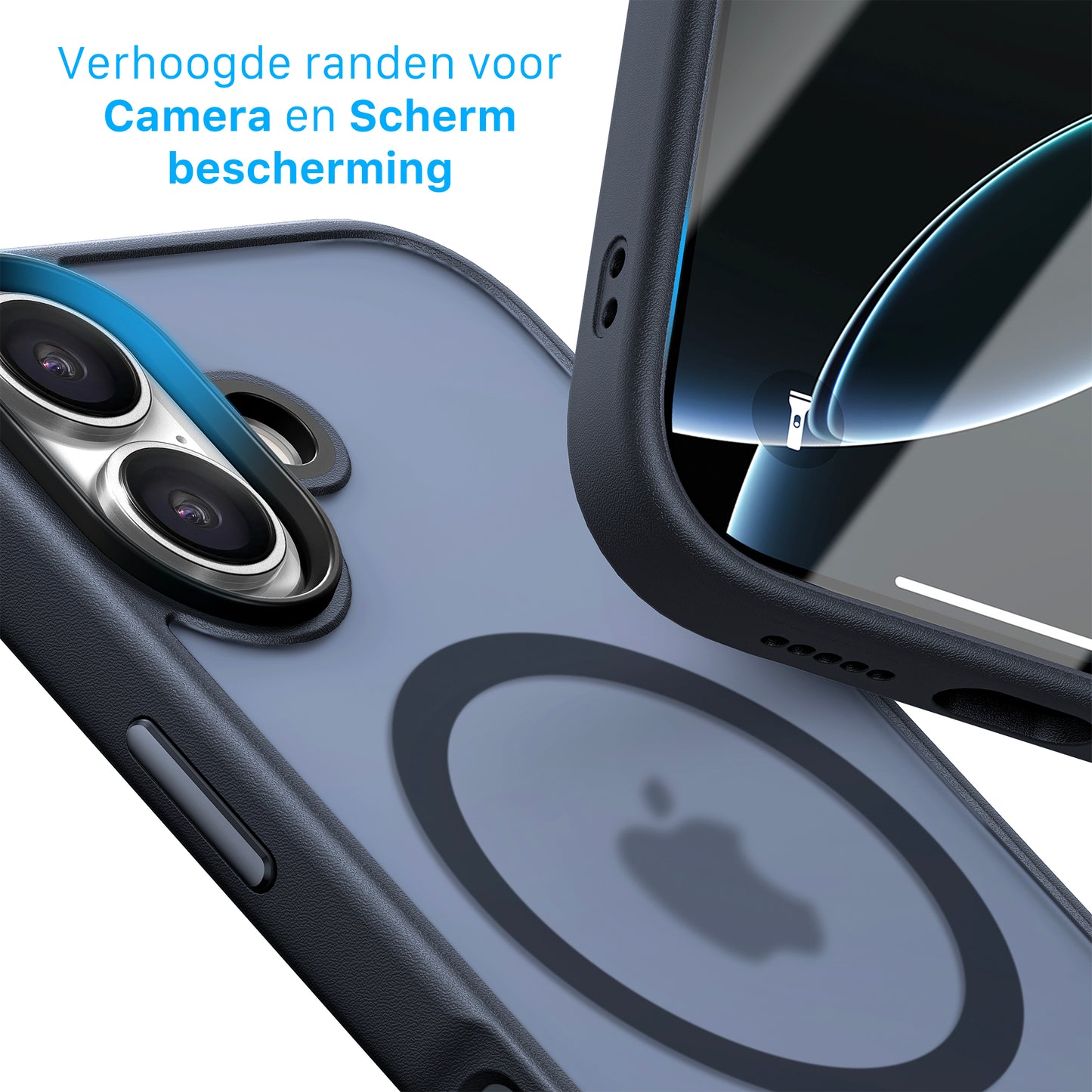 iPhone 17 hoesje Transparant Mat Donker Blauw  MagSafe - iDenn
