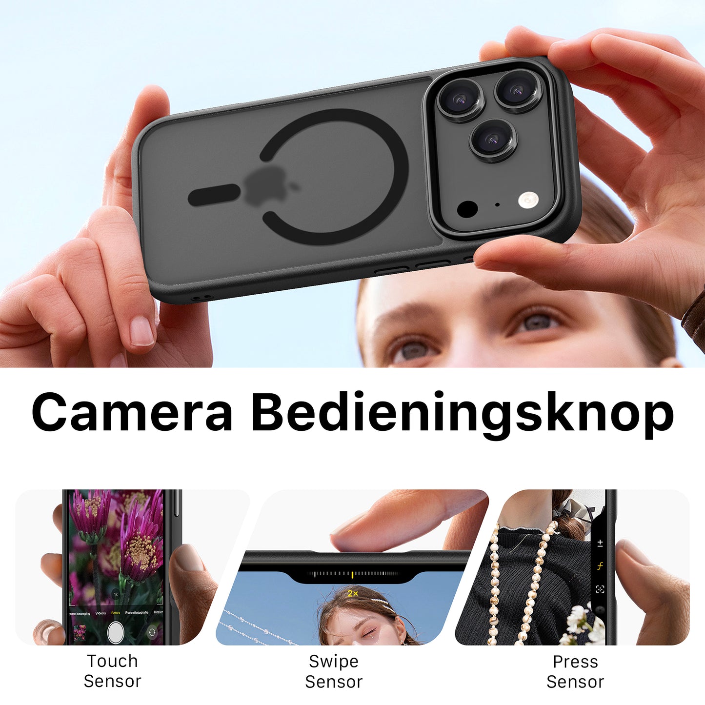 iPhone 17 Pro Max hoesje Transparant Mat Zwart MagSafe - iDenn