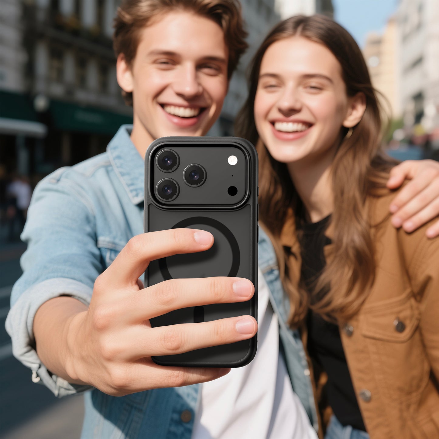 iPhone 17 Pro Max hoesje Transparant Mat Zwart MagSafe - iDenn