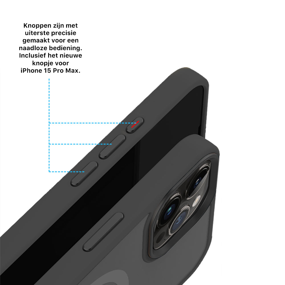 iPhone 15 Pro Max 6,7 inch Transparant Mat Zwart MagSafe