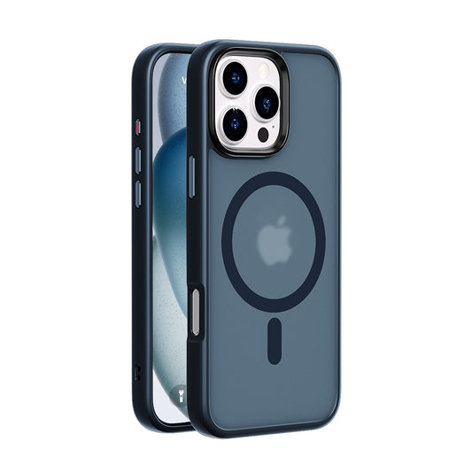 iDenn® hoesje voor iPhone 16 Pro Transparant Mat Donker Blauw MagSafe - 6,1 inch