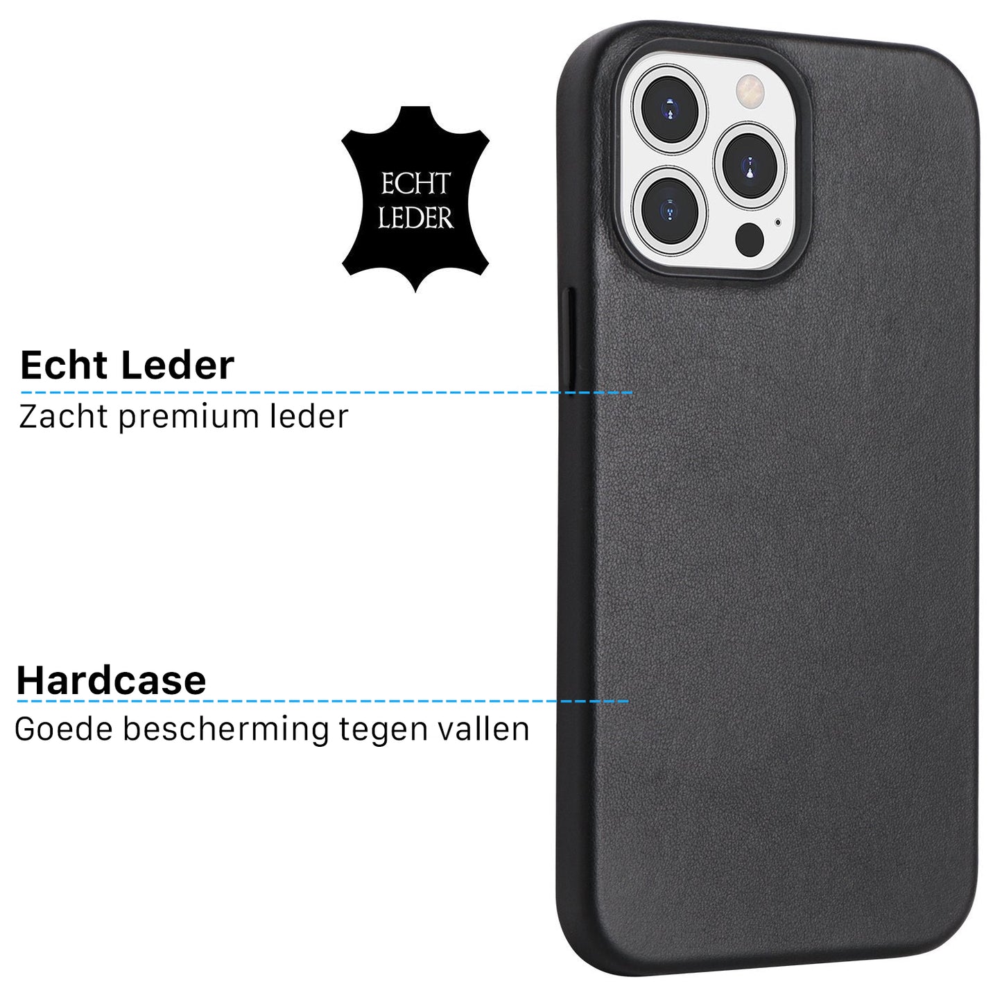 iPhone Leren Lederen Hoesje Zwart