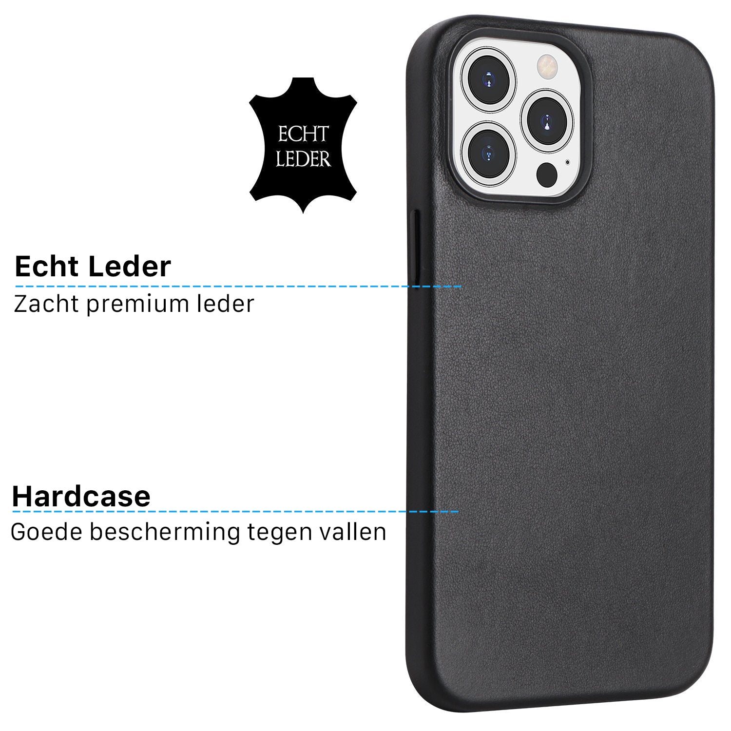 iPhone Leren Lederen Hoesje Zwart