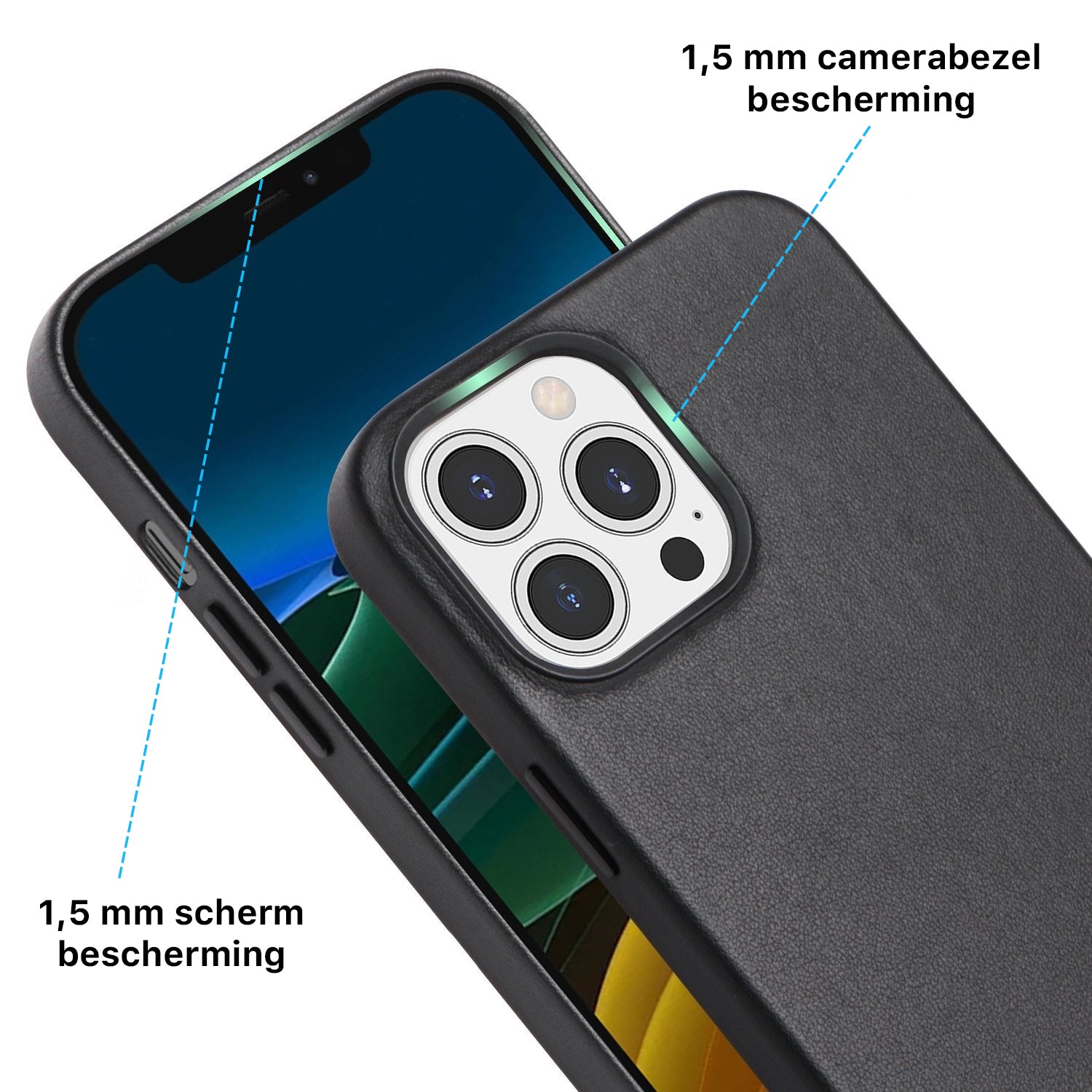 iPhone Leren Lederen Hoesje Zwart