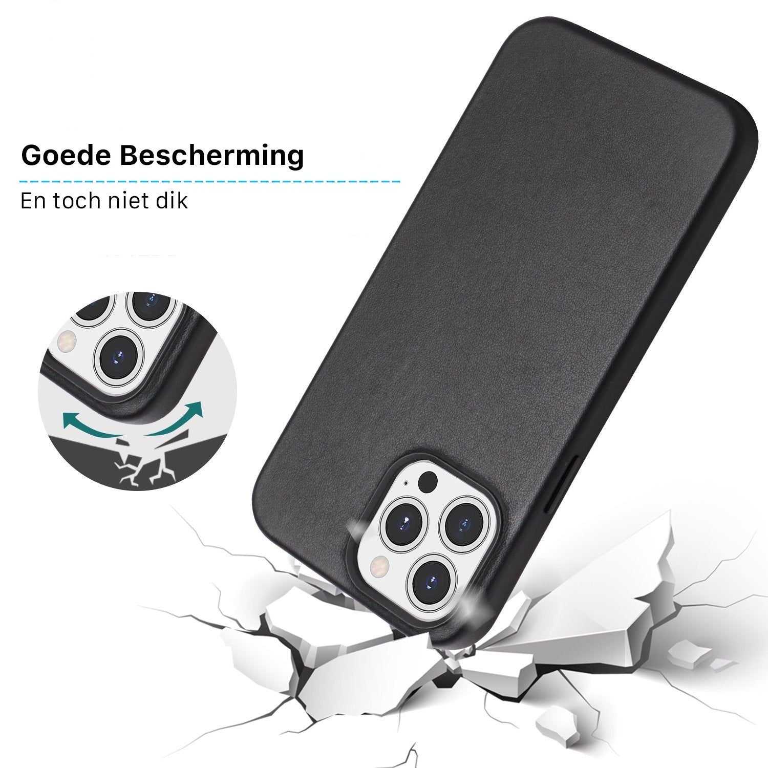 iPhone Leren Lederen Hoesje Zwart