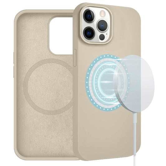 iPhone Silicone Magsafe Hoesje Licht Zand Wit