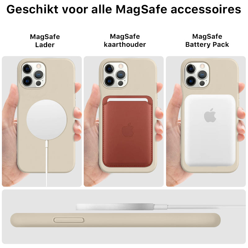 iPhone Silicone Magsafe Hoesje Licht Zand Wit