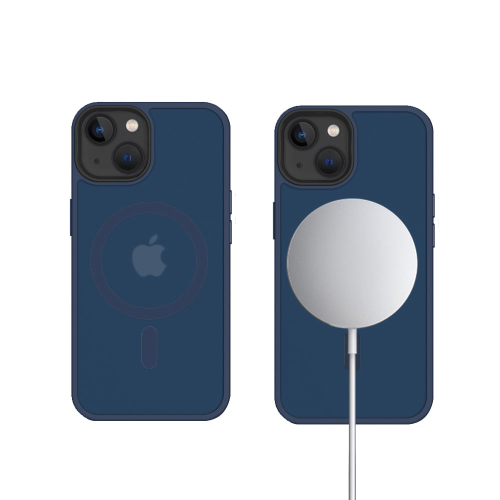iPhone 14 6,1 inch Transparant Mat Donker Blauw MagSafe