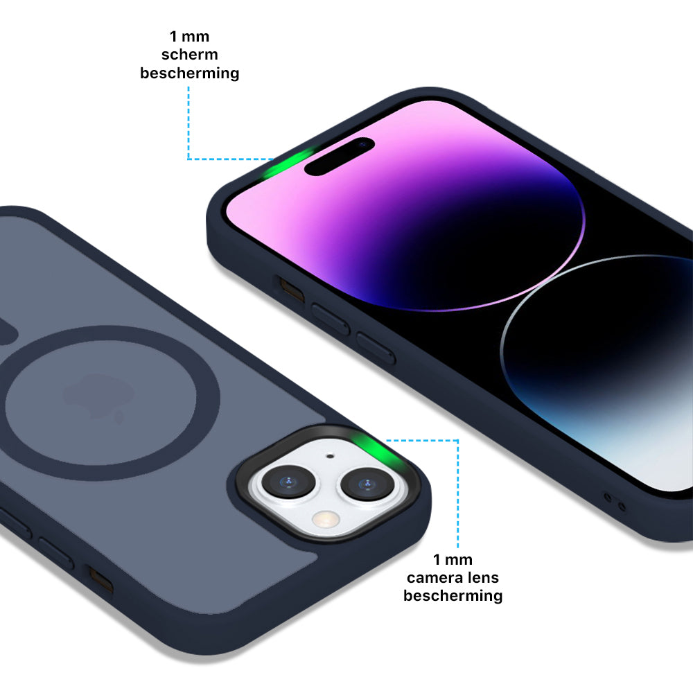 iPhone 14 6,1 inch Transparant Mat Donker Blauw MagSafe