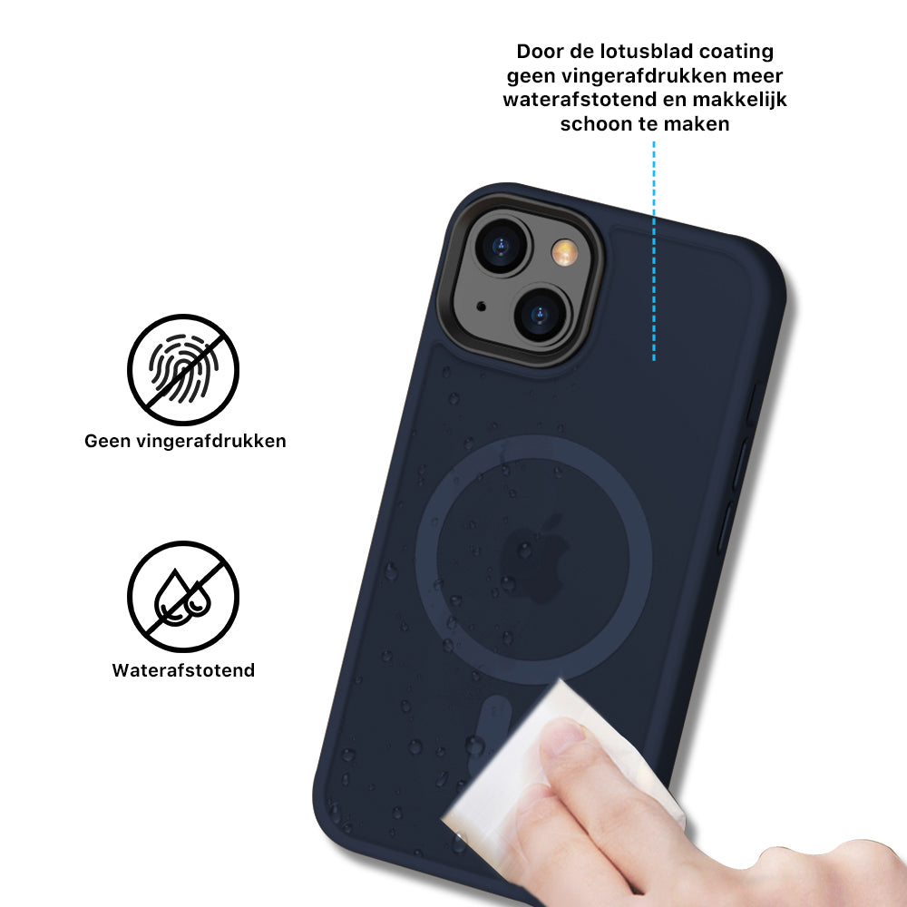 iPhone 14 6,1 inch Transparant Mat Donker Blauw MagSafe