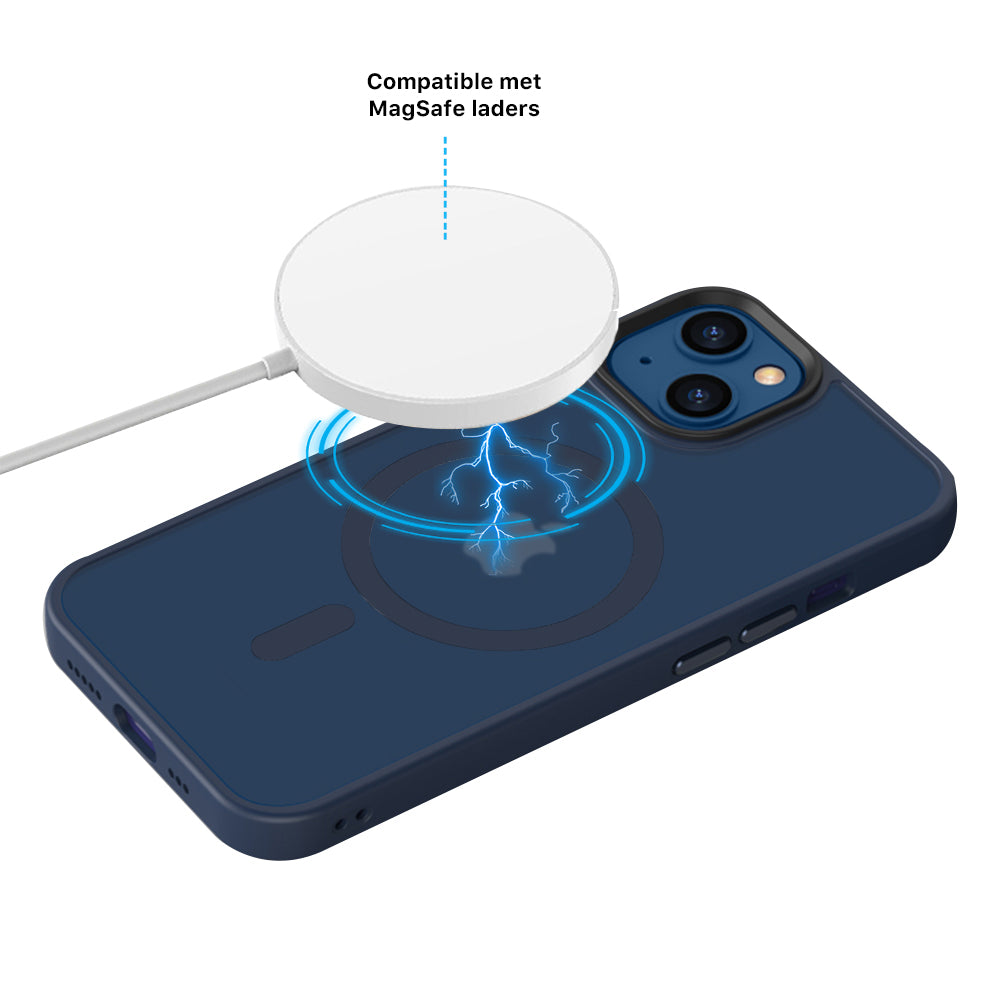 iPhone 14 6,1 inch Transparant Mat Donker Blauw MagSafe