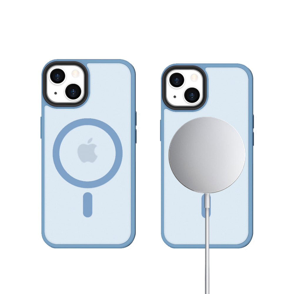 iPhone 14 6,1 inch Transparant Mat Licht Blauw MagSafe