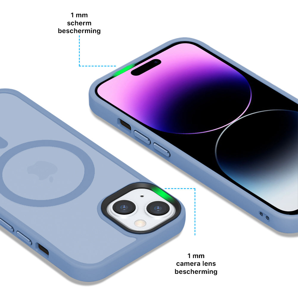 iPhone 14 6,1 inch Transparant Mat Licht Blauw MagSafe