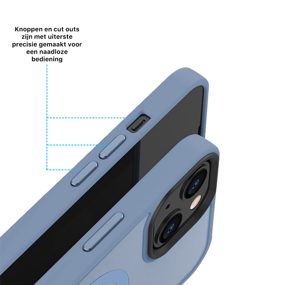iPhone 14 6,1 inch Transparant Mat Licht Blauw MagSafe