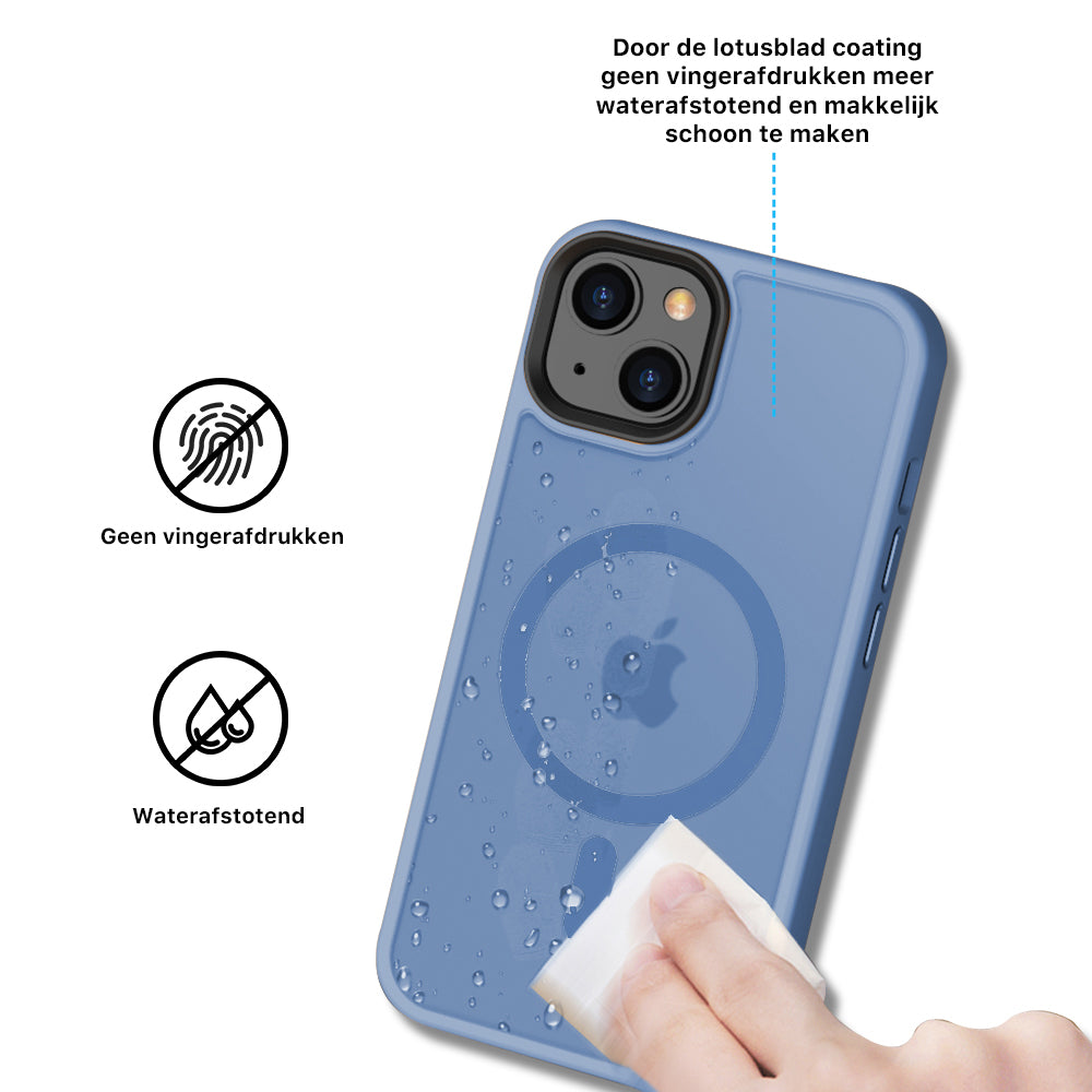 iPhone 14 6,1 inch Transparant Mat Licht Blauw MagSafe