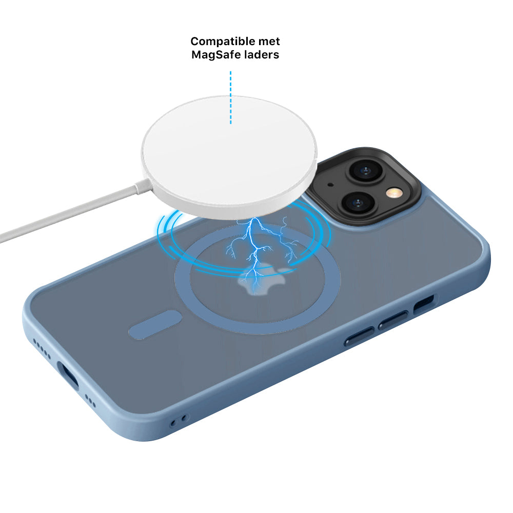 iPhone 14 6,1 inch Transparant Mat Licht Blauw MagSafe