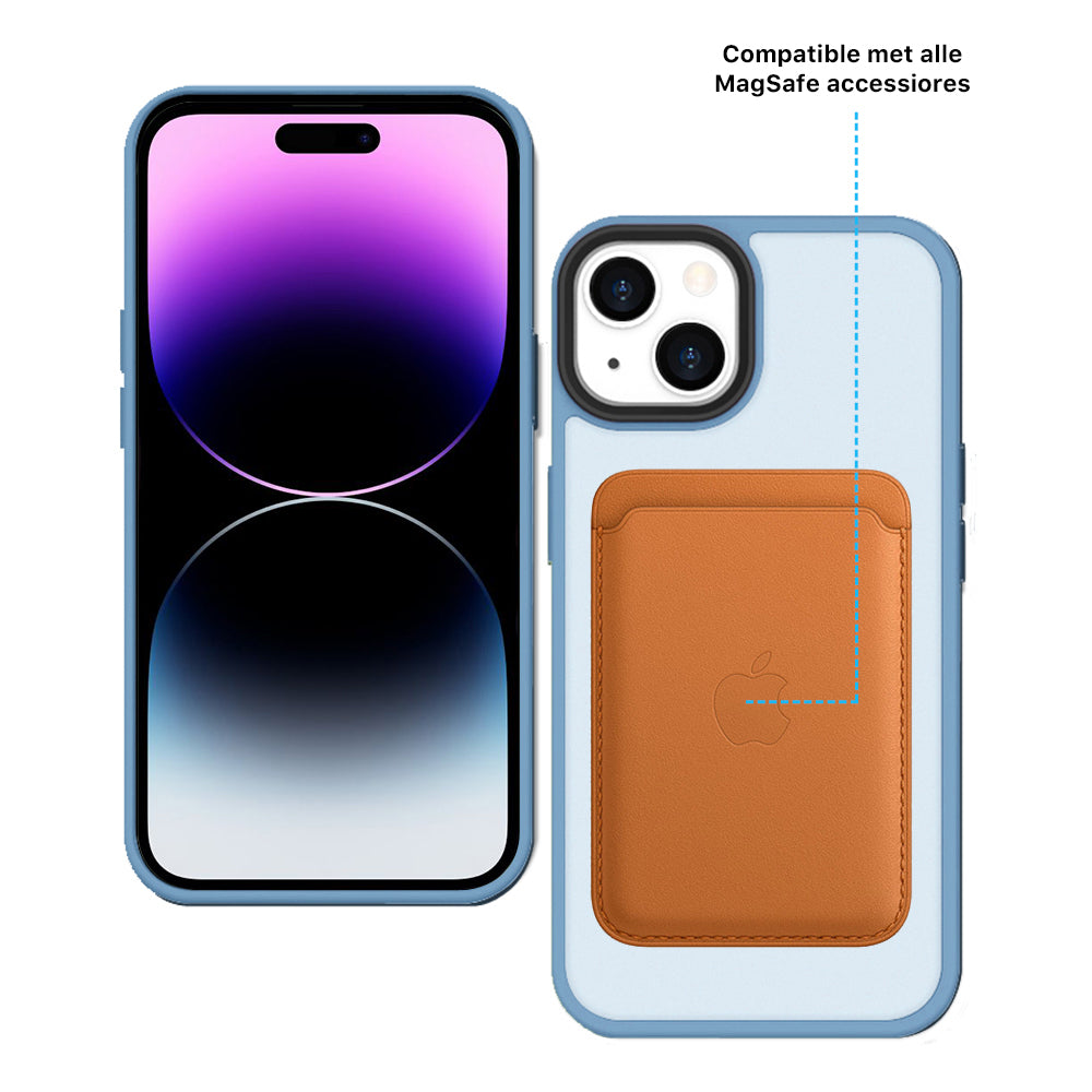 iPhone 14 6,1 inch Transparant Mat Licht Blauw MagSafe
