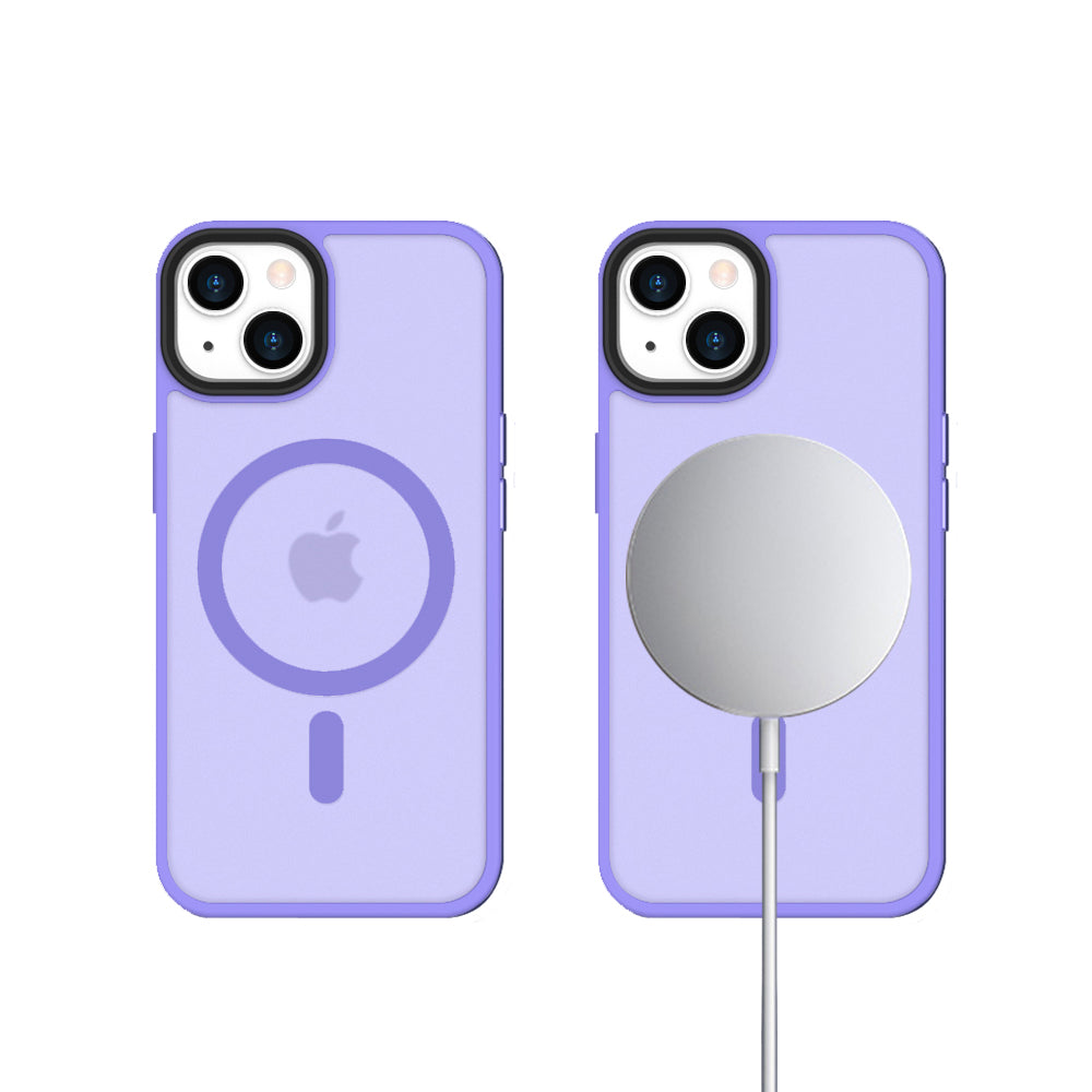 iPhone 14 6,1 inch Transparant Mat Paars MagSafe