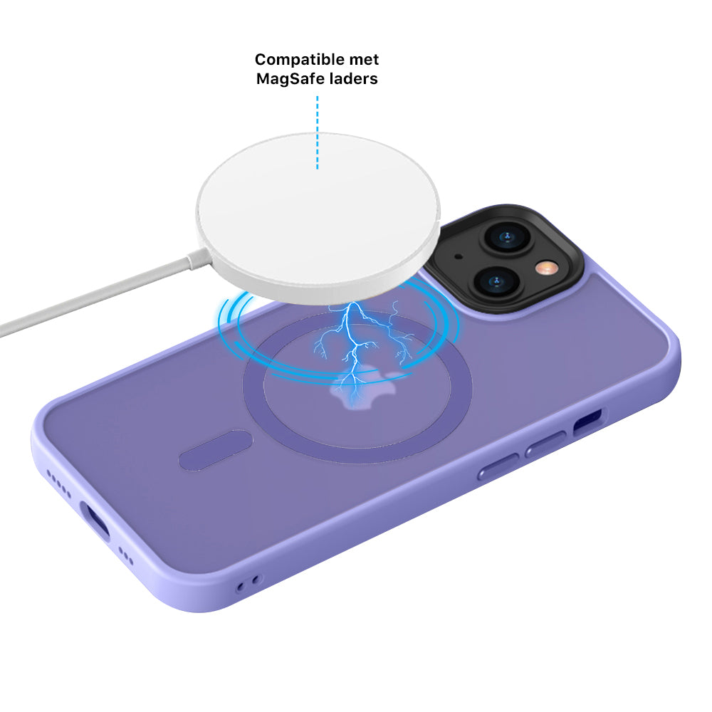 iPhone 14 6,1 inch Transparant Mat Paars MagSafe