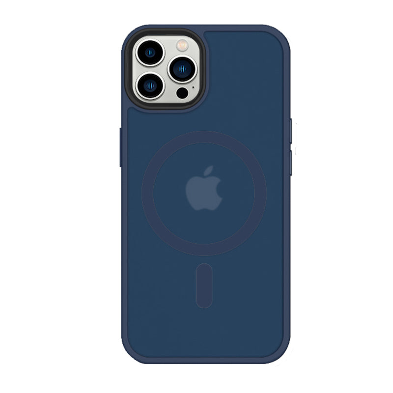 iDenn® hoesje voor iPhone 14 Pro 6,1 inch Transparant Mat Donker Blauw MagSafe