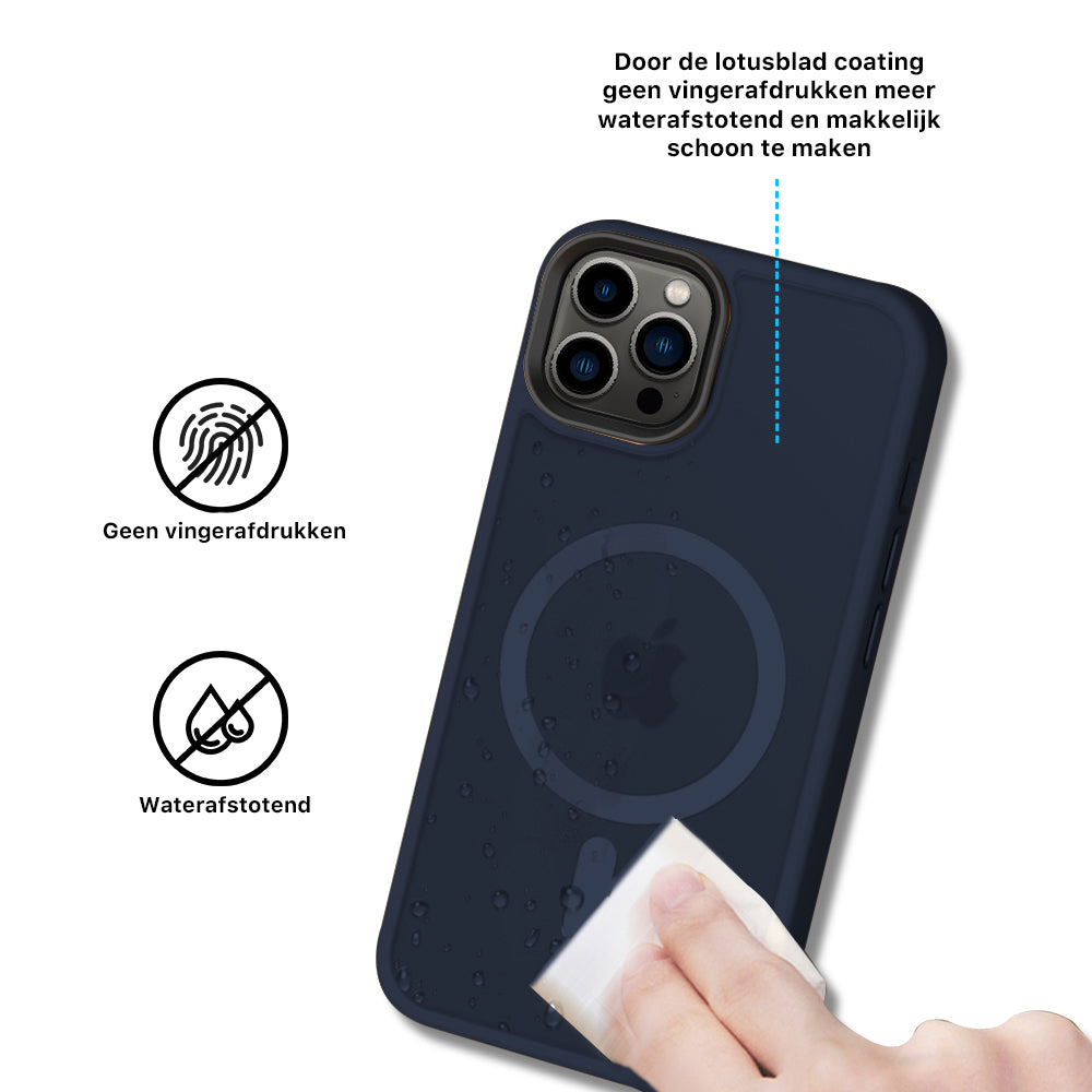 iDenn® hoesje voor iPhone 14 Pro 6,1 inch Transparant Mat Donker Blauw MagSafe