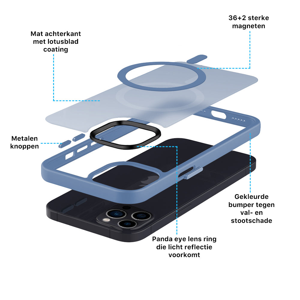 iPhone 14 Pro 6,1 inch Transparant Mat Licht Blauw MagSafe