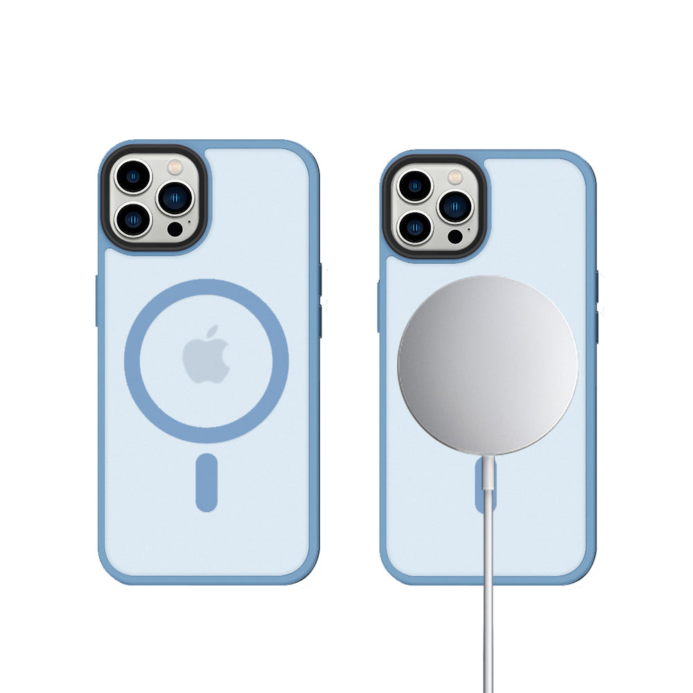 iPhone 14 Pro 6,1 inch Transparant Mat Licht Blauw MagSafe