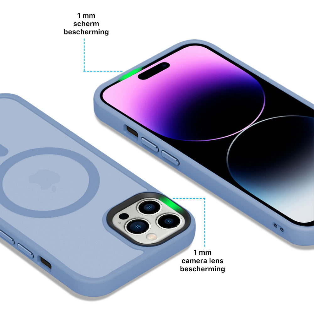 iPhone 14 Pro 6,1 inch Transparant Mat Licht Blauw MagSafe