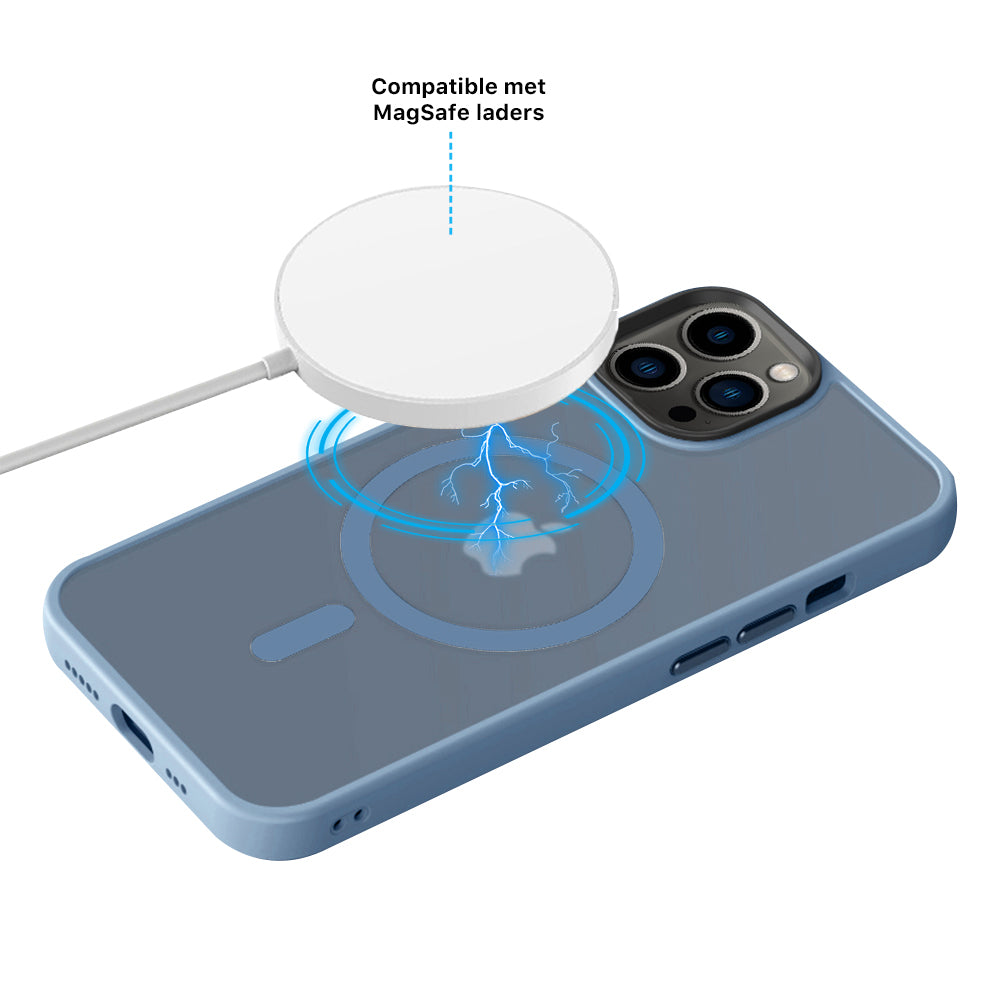 iPhone 14 Pro 6,1 inch Transparant Mat Licht Blauw MagSafe