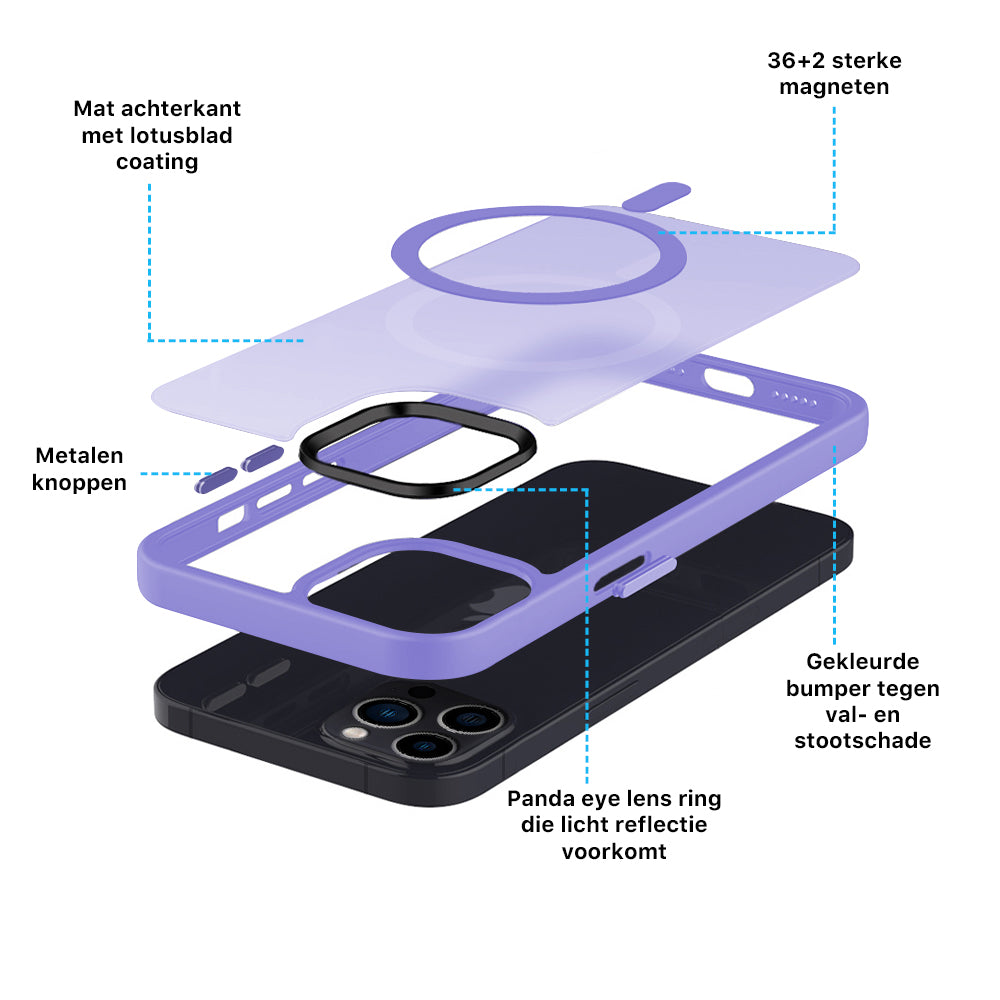 iPhone 14 Pro 6,1 inch Transparant Mat Paars MagSafe
