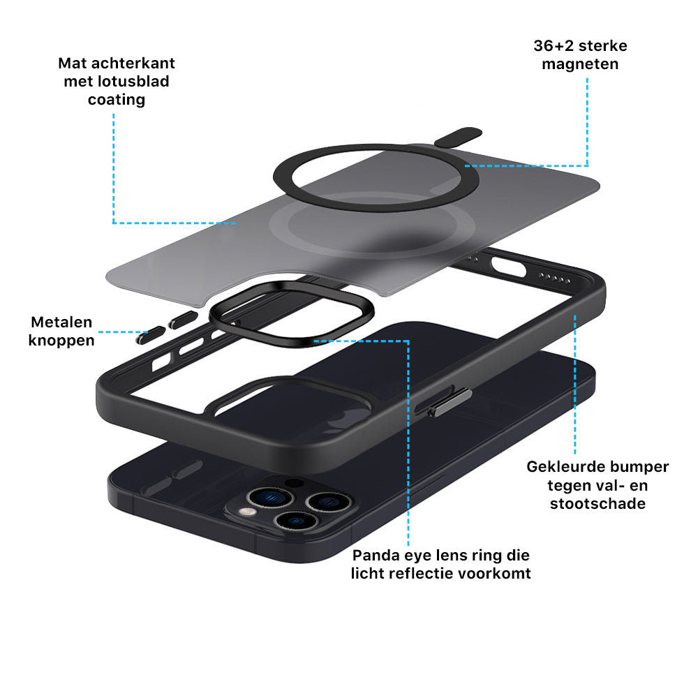iPhone 14 Pro 6,1 inch Transparant Mat Zwart MagSafe